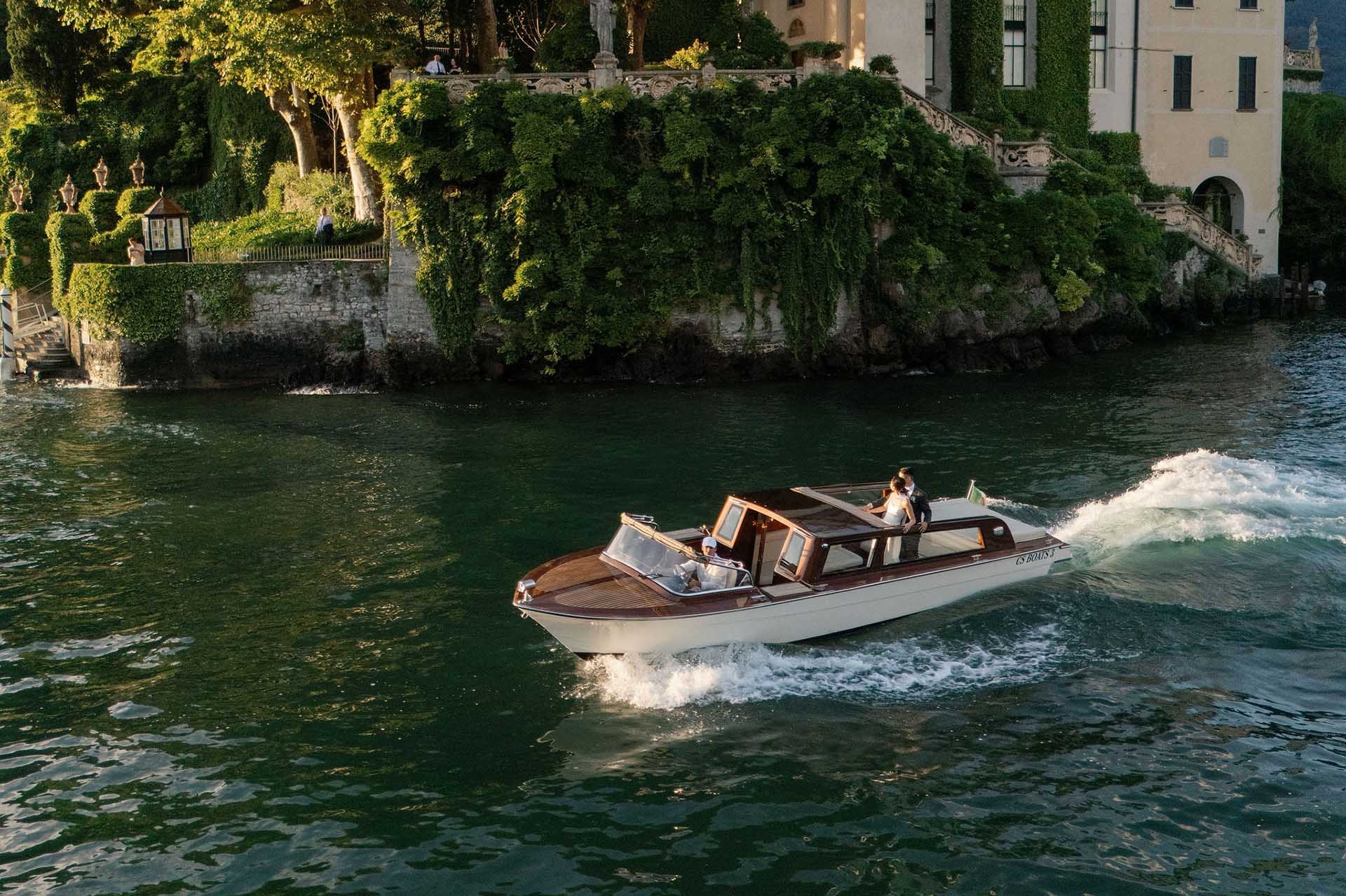 Historic villa on Lake Como seen from a private boat cruise